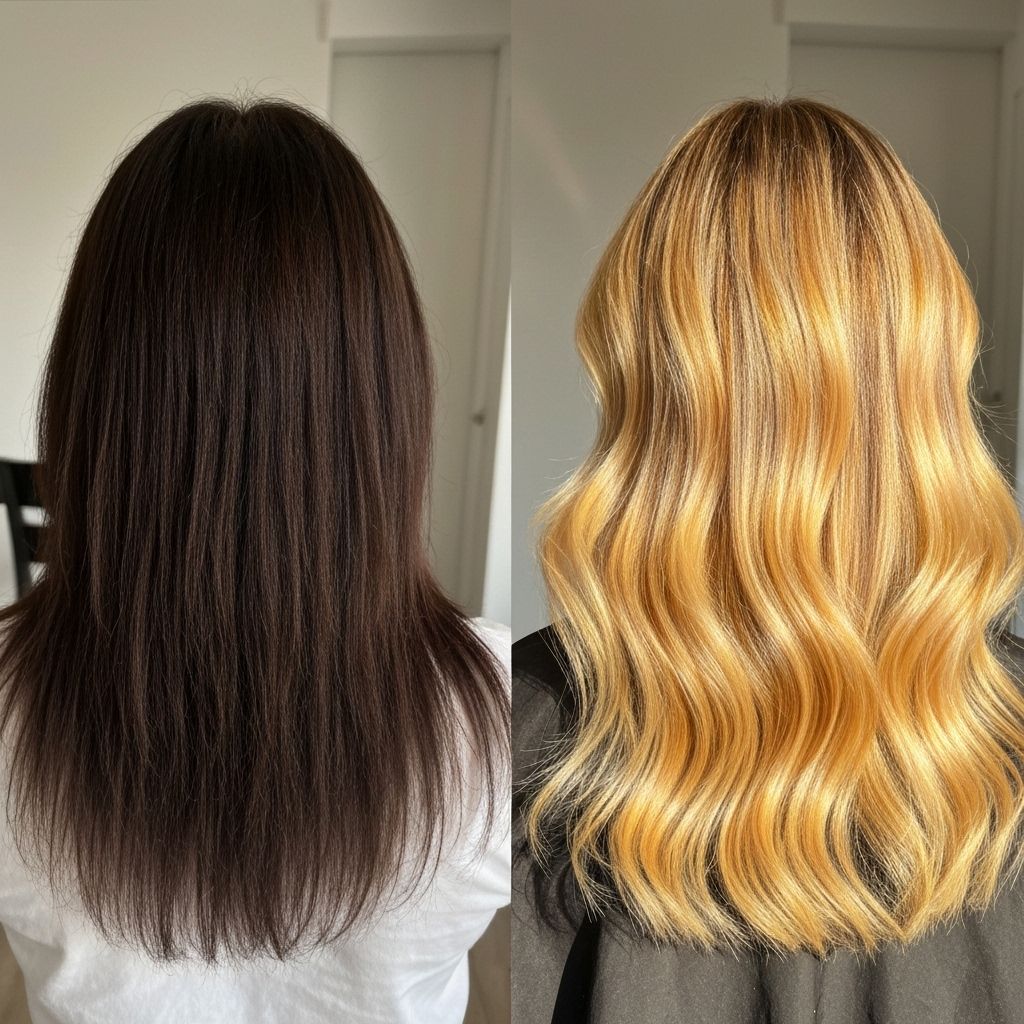 Transformação com mechas loiras